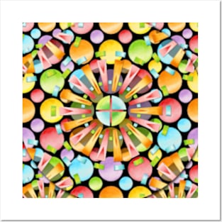 Rainbow Polka Dots Mandala Posters and Art